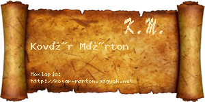 Kovár Márton névjegykártya